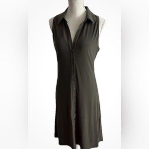 White House Black Market Green Notched Collar Sleeveless Midi Dress Size L